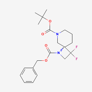 molecular formula C20H26F2N2O4 B2457151 1-Benzyl 6-(tert-butyl) 3,3-difluoro-1,6-diazaspiro[3.5]nonane-1,6-dicarboxylate CAS No. 1263774-25-9