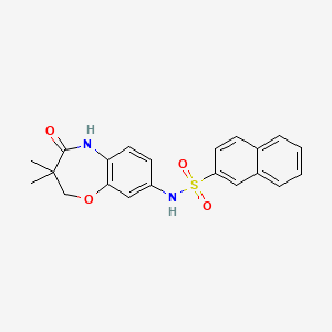 molecular formula C21H20N2O4S B2457160 N-(3,3-dimethyl-4-oxo-2,3,4,5-tetrahydrobenzo[b][1,4]oxazepin-8-yl)naphthalene-2-sulfonamide CAS No. 921998-74-5