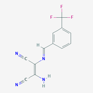molecular formula C12H7F3N4 B2457171 (2Z)-2-amino-3-[(E)-{[3-(trifluoromethyl)phenyl]methylidene}amino]but-2-enedinitrile CAS No. 1048915-39-4