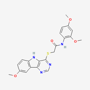 molecular formula C21H20N4O4S B2457179 N-(2,4-dimethoxyphenyl)-2-({8-methoxy-5H-pyrimido[5,4-b]indol-4-yl}sulfanyl)acetamide CAS No. 1116063-30-9