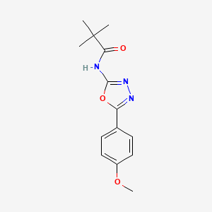 molecular formula C14H17N3O3 B2457188 N-[5-(4-methoxyphenyl)-1,3,4-oxadiazol-2-yl]-2,2-dimethylpropanamide CAS No. 256325-52-7