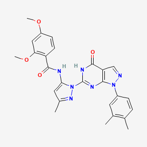 molecular formula C26H25N7O4 B2457217 N-(1-(1-(3,4-dimethylphenyl)-4-oxo-4,5-dihydro-1H-pyrazolo[3,4-d]pyrimidin-6-yl)-3-methyl-1H-pyrazol-5-yl)-2,4-dimethoxybenzamide CAS No. 1172297-49-2