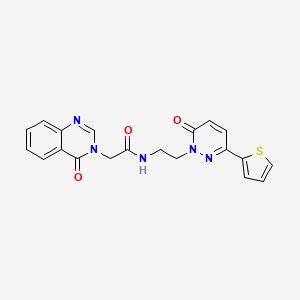 molecular formula C20H17N5O3S B2457241 2-(4-oxo-3,4-dihydroquinazolin-3-yl)-N-{2-[6-oxo-3-(thiophen-2-yl)-1,6-dihydropyridazin-1-yl]ethyl}acetamide CAS No. 1219911-94-0