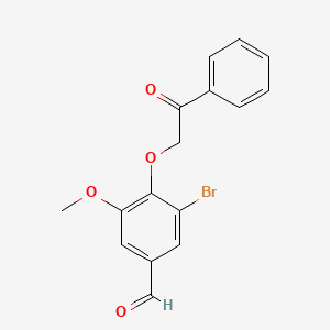molecular formula C16H13BrO4 B2457242 3-Bromo-5-methoxy-4-(2-oxo-2-phenylethoxy)benzaldehyde CAS No. 712348-62-4