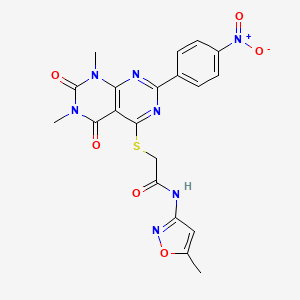 2-((6,8-dimethyl-2-(4-nitrophenyl)-5,7-dioxo-5,6,7,8-tetrahydropyrimido[4,5-d]pyrimidin-4-yl)thio)-N-(5-methylisoxazol-3-yl)acetamide