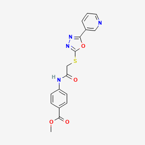 molecular formula C17H14N4O4S B2457292 METHYL 4-(2-{[5-(PYRIDIN-3-YL)-1,3,4-OXADIAZOL-2-YL]SULFANYL}ACETAMIDO)BENZOATE CAS No. 898630-78-9