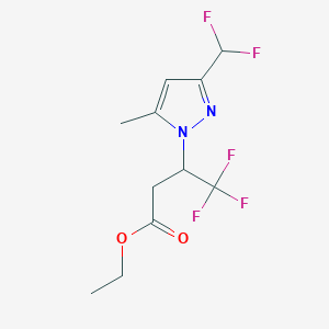 molecular formula C11H13F5N2O2 B2457315 Ethyl 3-[3-(difluoromethyl)-5-methylpyrazol-1-yl]-4,4,4-trifluorobutanoate CAS No. 2054953-70-5