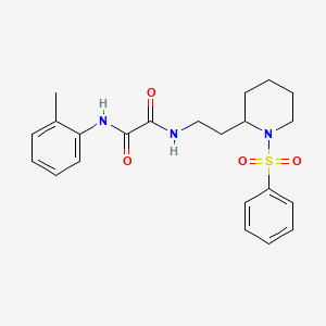 molecular formula C22H27N3O4S B2457332 N1-(2-(1-(phenylsulfonyl)piperidin-2-yl)ethyl)-N2-(o-tolyl)oxalamide CAS No. 898449-89-3