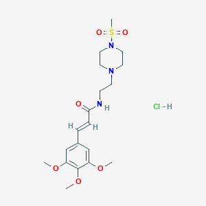 molecular formula C19H30ClN3O6S B2457351 (E)-N-(2-(4-(methylsulfonyl)piperazin-1-yl)ethyl)-3-(3,4,5-trimethoxyphenyl)acrylamide hydrochloride CAS No. 1351664-54-4