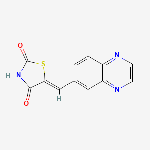 molecular formula C12H7N3O2S B2457359 5-Quinoxalin-6-ylmethylene-thiazolidine-2,4-dione CAS No. 648450-29-7; 648450-29-7