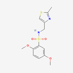 molecular formula C13H16N2O4S2 B2457373 2,5-dimethoxy-N-[(2-methyl-1,3-thiazol-4-yl)methyl]benzene-1-sulfonamide CAS No. 863510-89-8