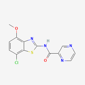 molecular formula C13H9ClN4O2S B2457387 N-(7-chloro-4-methoxybenzo[d]thiazol-2-yl)pyrazine-2-carboxamide CAS No. 1171054-97-9