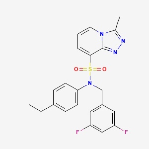 molecular formula C22H20F2N4O2S B2457396 N-[(3,5-difluorophenyl)methyl]-N-(4-ethylphenyl)-3-methyl-[1,2,4]triazolo[4,3-a]pyridine-8-sulfonamide CAS No. 1251547-25-7
