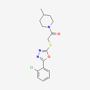 molecular formula C16H18ClN3O2S B2457407 2-{[5-(2-Chlorophenyl)-1,3,4-oxadiazol-2-yl]sulfanyl}-1-(4-methylpiperidin-1-yl)ethan-1-one CAS No. 459435-67-7