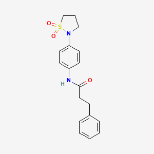 molecular formula C18H20N2O3S B2457459 N-[4-(1,1-dioxo-1lambda6,2-thiazolidin-2-yl)phenyl]-3-phenylpropanamide CAS No. 941931-87-9