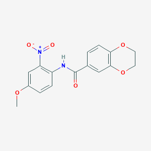 molecular formula C16H14N2O6 B2457466 N-(4-methoxy-2-nitrophenyl)-2,3-dihydro-1,4-benzodioxine-6-carboxamide CAS No. 477555-39-8