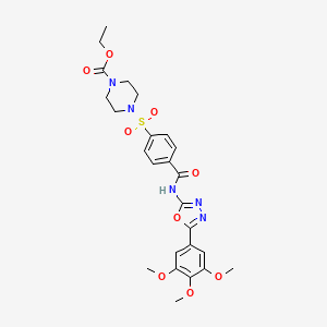 molecular formula C25H29N5O9S B2457499 ethyl 4-(4-{[5-(3,4,5-trimethoxyphenyl)-1,3,4-oxadiazol-2-yl]carbamoyl}benzenesulfonyl)piperazine-1-carboxylate CAS No. 533871-44-2