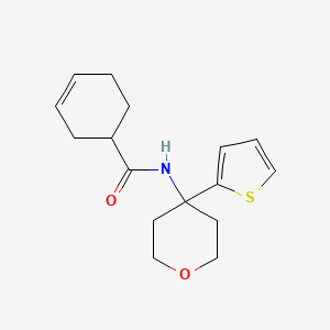 molecular formula C16H21NO2S B2457511 N-[4-(thiophen-2-yl)oxan-4-yl]cyclohex-3-ene-1-carboxamide CAS No. 2034326-14-0