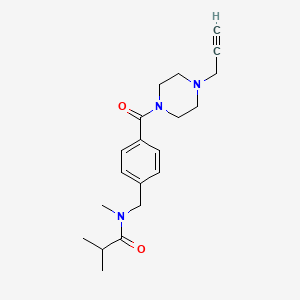 molecular formula C20H27N3O2 B2457530 N,2-Dimethyl-N-[[4-(4-prop-2-ynylpiperazine-1-carbonyl)phenyl]methyl]propanamide CAS No. 1436331-91-7