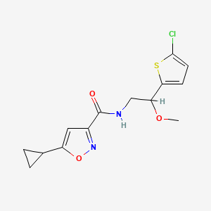 molecular formula C14H15ClN2O3S B2457546 N-[2-(5-chlorothiophen-2-yl)-2-methoxyethyl]-5-cyclopropyl-1,2-oxazole-3-carboxamide CAS No. 2034403-41-1