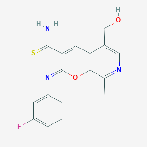 (2Z)-2-[(3-fluorophenyl)imino]-5-(hydroxymethyl)-8-methyl-2H-pyrano[2,3-c]pyridine-3-carbothioamide