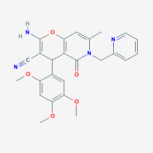 2-amino-7-methyl-5-oxo-6-(pyridin-2-ylmethyl)-4-(2,4,5-trimethoxyphenyl)-5,6-dihydro-4H-pyrano[3,2-c]pyridine-3-carbonitrile