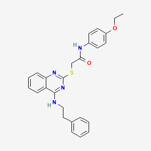 molecular formula C26H26N4O2S B2457590 N-(4-ethoxyphenyl)-2-({4-[(2-phenylethyl)amino]quinazolin-2-yl}sulfanyl)acetamide CAS No. 688354-74-7