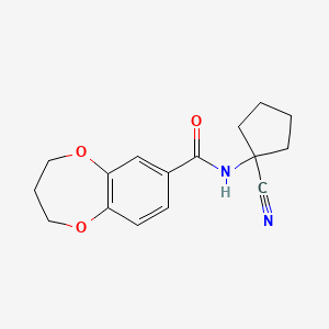 molecular formula C16H18N2O3 B2457613 N-(1-Cyanocyclopentyl)-3,4-dihydro-2H-1,5-benzodioxepine-7-carboxamide CAS No. 2128225-62-5