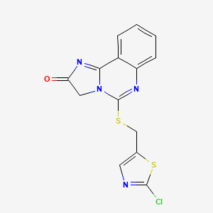molecular formula C14H9ClN4OS2 B2457652 5-{[(2-chloro-1,3-thiazol-5-yl)methyl]sulfanyl}imidazo[1,2-c]quinazolin-2(3H)-one CAS No. 439108-28-8