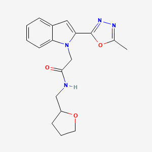 2-(2-(5-methyl-1,3,4-oxadiazol-2-yl)-1H-indol-1-yl)-N-((tetrahydrofuran-2-yl)methyl)acetamide