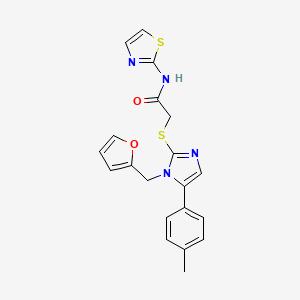 2-((1-(furan-2-ylmethyl)-5-(p-tolyl)-1H-imidazol-2-yl)thio)-N-(thiazol-2-yl)acetamide