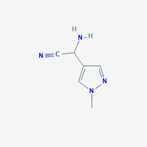 molecular formula C6H8N4 B2457669 2-Amino-2-(1-methyl-1H-pyrazol-4-yl)acetonitrile CAS No. 1152822-34-8