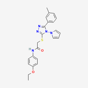 molecular formula C23H23N5O2S B2457670 N-(4-ethoxyphenyl)-2-{[5-(3-methylphenyl)-4-(1H-pyrrol-1-yl)-4H-1,2,4-triazol-3-yl]sulfanyl}acetamide CAS No. 886926-85-8