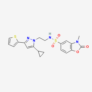 B2457708 N-(2-(5-cyclopropyl-3-(thiophen-2-yl)-1H-pyrazol-1-yl)ethyl)-3-methyl-2-oxo-2,3-dihydrobenzo[d]oxazole-5-sulfonamide CAS No. 1797672-46-8