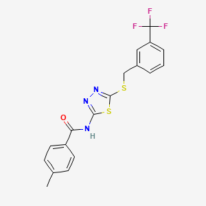 4-methyl-N-(5-((3-(trifluoromethyl)benzyl)thio)-1,3,4-thiadiazol-2-yl)benzamide