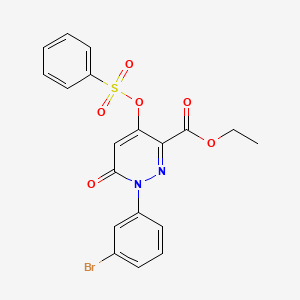 molecular formula C19H15BrN2O6S B2457719 Ethyl 1-(3-bromophenyl)-6-oxo-4-((phenylsulfonyl)oxy)-1,6-dihydropyridazine-3-carboxylate CAS No. 899759-88-7
