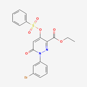 Ethyl 1-(3-bromophenyl)-6-oxo-4-((phenylsulfonyl)oxy)-1,6-dihydropyridazine-3-carboxylate
