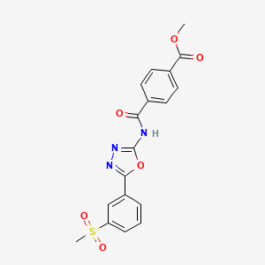 molecular formula C18H15N3O6S B2457722 Methyl 4-((5-(3-(methylsulfonyl)phenyl)-1,3,4-oxadiazol-2-yl)carbamoyl)benzoate CAS No. 886930-03-6