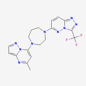 molecular formula C18H18F3N9 B2457726 6-[4-(5-Methylpyrazolo[1,5-a]pyrimidin-7-yl)-1,4-diazepan-1-yl]-3-(trifluoromethyl)-[1,2,4]triazolo[4,3-b]pyridazine CAS No. 2379953-84-9