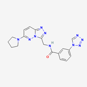 molecular formula C18H18N10O B2457728 N-((6-(pyrrolidin-1-yl)-[1,2,4]triazolo[4,3-b]pyridazin-3-yl)methyl)-3-(1H-tetrazol-1-yl)benzamide CAS No. 2034599-85-2