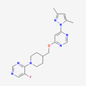 molecular formula C19H22FN7O B2457733 4-(3,5-Dimethylpyrazol-1-yl)-6-[[1-(5-fluoropyrimidin-4-yl)piperidin-4-yl]methoxy]pyrimidine CAS No. 2379985-01-8