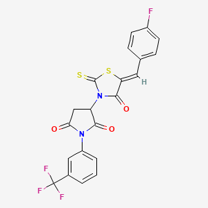 3-[(5Z)-5-[(4-fluorophenyl)methylidene]-4-oxo-2-sulfanylidene-1,3-thiazolidin-3-yl]-1-[3-(trifluoromethyl)phenyl]pyrrolidine-2,5-dione