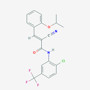 molecular formula C20H16ClF3N2O2 B2457741 (E)-N-[2-chloro-5-(trifluoromethyl)phenyl]-2-cyano-3-(2-propan-2-yloxyphenyl)prop-2-enamide CAS No. 465513-39-7