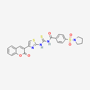 N-((4-(2-oxo-2H-chromen-3-yl)thiazol-2-yl)carbamothioyl)-4-(pyrrolidin-1-ylsulfonyl)benzamide