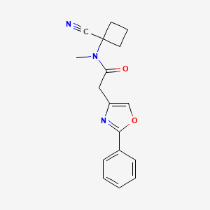 molecular formula C17H17N3O2 B2457746 N-(1-cyanocyclobutyl)-N-methyl-2-(2-phenyl-1,3-oxazol-4-yl)acetamide CAS No. 1258756-16-9
