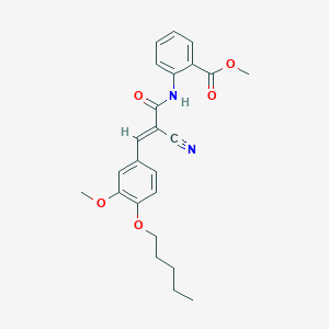 molecular formula C24H26N2O5 B2457751 methyl 2-{2-cyano-3-[3-methoxy-4-(pentyloxy)phenyl]prop-2-enamido}benzoate CAS No. 380423-67-6