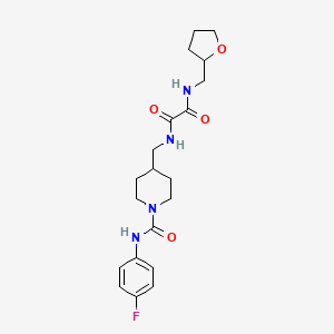molecular formula C20H27FN4O4 B2457793 N1-((1-((4-fluorophenyl)carbamoyl)piperidin-4-yl)methyl)-N2-((tetrahydrofuran-2-yl)methyl)oxalamide CAS No. 1286706-41-9