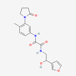 molecular formula C19H21N3O5 B2457806 N1-(2-(furan-3-yl)-2-hydroxyethyl)-N2-(4-methyl-3-(2-oxopyrrolidin-1-yl)phenyl)oxalamide CAS No. 1396760-08-9