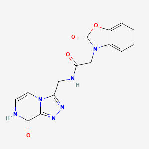 molecular formula C15H12N6O4 B2457808 N-((8-hydroxy-[1,2,4]triazolo[4,3-a]pyrazin-3-yl)methyl)-2-(2-oxobenzo[d]oxazol-3(2H)-yl)acetamide CAS No. 2034596-76-2