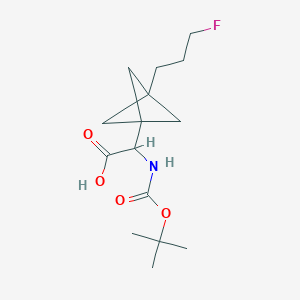 molecular formula C15H24FNO4 B2457809 2-[3-(3-Fluoropropyl)-1-bicyclo[1.1.1]pentanyl]-2-[(2-methylpropan-2-yl)oxycarbonylamino]acetic acid CAS No. 2287262-05-7